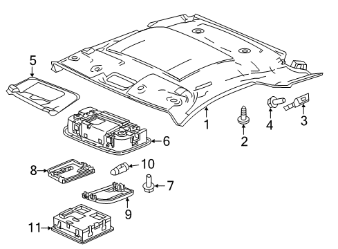 2015 Honda CR-Z Interior Trim - Roof Module Assy., Ambient Light & Microphone *NH361L* (GRAY) Diagram for 39180-SZT-G21ZB