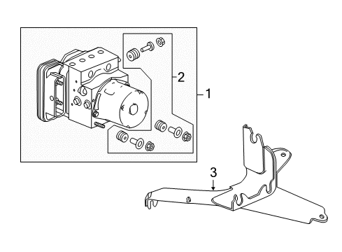 2016 Acura TLX Anti-Lock Brakes Bracket, Modulator Diagram for 57115-TZ3-A00