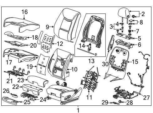 2019 Cadillac XTS Driver Seat Components Seat Back Panel Diagram for 22758724