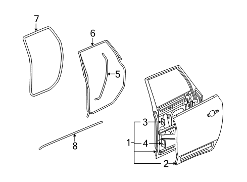 2014 Buick Enclave Rear Door Rear Weatherstrip Diagram for 22893934