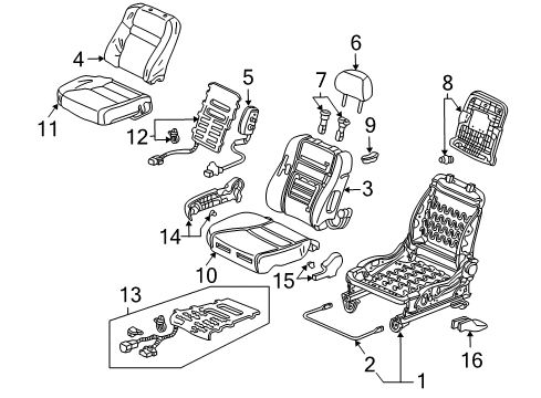 2004 Acura TSX Front Seat Components Heater, Right Front Diagram for 81124-SEA-J51