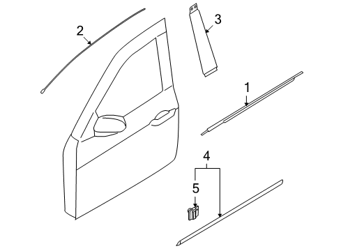 2013 Hyundai Genesis Exterior Trim - Front Door Weatherstrip Assembly-Front Door Belt Outside LH Diagram for 82210-3M010
