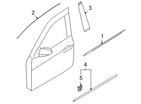 2010 Hyundai Genesis Exterior Trim - Front Door Tape-Front Door Black Frame Rear RH Diagram for 86373-3M000