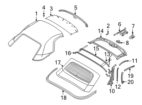 2005 Dodge Viper Top Cover & Components Screw Diagram for 6507761AA