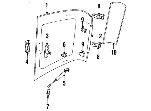 1996 Isuzu Rodeo Lift Gate Fastener, Gas Stay Diagram for 8-94318-656-1