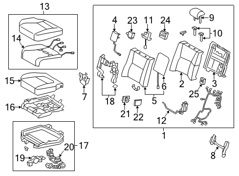 2014 Lexus LS600h Rear Seat Components Rear Seat Cushion Cover Sub-Assembly, Left (For Bench Type) Diagram for 71076-50B00-A7