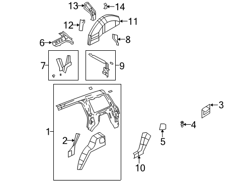 2008 Jeep Patriot Inner Structure - Quarter Panel Panel-TAILLAMP Mounting Diagram for 5160090AB