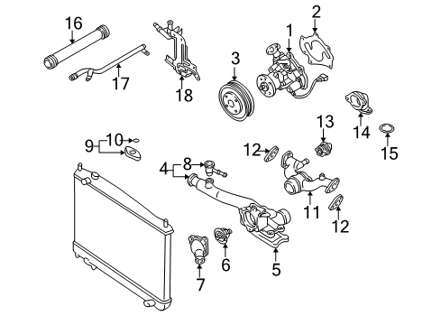 2007 Infiniti M45 Water Pump Housing - THERMOSTAT Diagram for 11061-EH00B