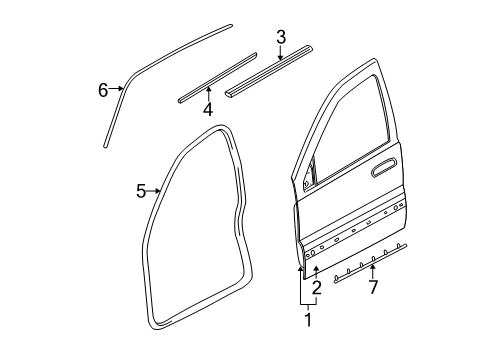 2002 Jeep Liberty Front Door WEATHERSTRIP-Door Belt Diagram for 55235871AC