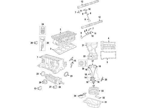 2013 Jeep Compass Engine Parts, Mounts, Cylinder Head & Valves, Camshaft & Timing, Oil Cooler, Oil Pan, Oil Pump, Crankshaft & Bearings, Pistons, Rings & Bearings Piston-A-Size Diagram for 5191337AA