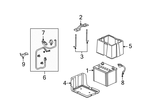 2007 Honda Accord Battery Bracket, Starter Cable Diagram for 32414-SDR-A00