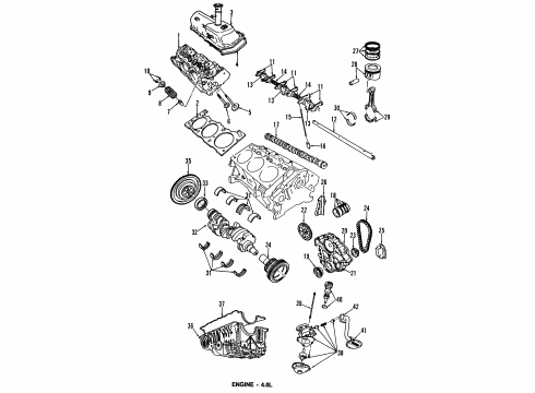 1992 Ford Explorer Engine Parts, Mounts, Cylinder Head & Valves, Camshaft & Timing, Oil Pan, Oil Pump, Crankshaft & Bearings, Pistons, Rings & Bearings Oil Pan Diagram for F5TZ-6675-B