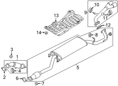 2014 Hyundai Santa Fe Sport Exhaust Components Front Muffler Assembly Diagram for 28610-2W300