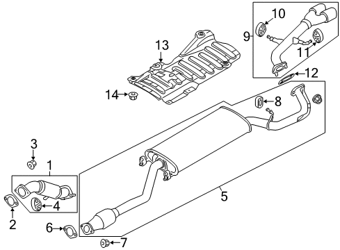 2014 Hyundai Santa Fe Sport Exhaust Components Center Muffler Complete Diagram for 286004Z300