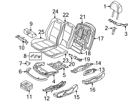 2004 BMW X3 Front Seat Components Backrest Upholstery Diagram for 52203410035