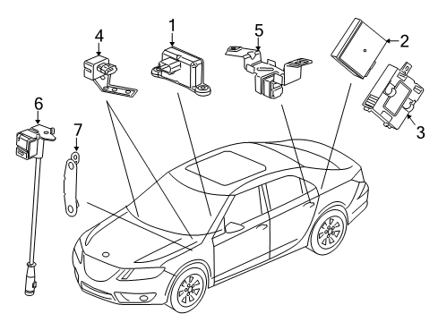 2011 Saab 9-5 Ride Control Sensor Bracket Diagram for 13292024