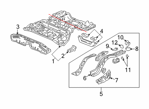 2003 Honda Accord Rear Body - Floor & Rails Panel Set, RR. Floor Diagram for 04655-SDN-A01ZZ