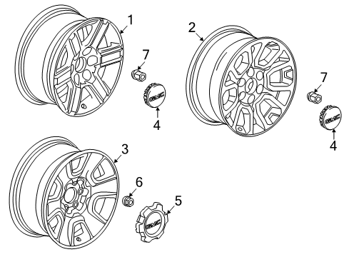 2014 GMC Sierra 1500 Wheels Center Cap Diagram for 20942003