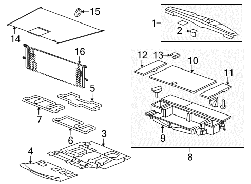 2009 GMC Acadia Interior Trim - Rear Body Compartment Box Diagram for 22944121