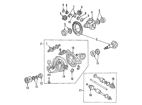 2002 Ford Explorer Rear Axle, Axle Shafts & Joints, Differential, Drive Axles, Propeller Shaft Axle Assembly Diagram for 5L2Z-4K139-B