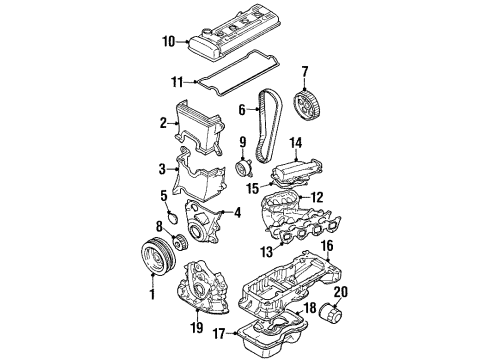1997 Toyota Celica Engine Parts, Mounts, Cylinder Head & Valves, Camshaft & Timing, Oil Cooler, Oil Pan, Oil Pump, Crankshaft & Bearings, Pistons, Rings & Bearings Tank Gasket Diagram for 17176-16020