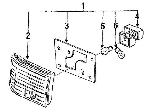 1992 Honda Accord Tail Lamps Housing, R. Diagram for 34151-SM4-A03