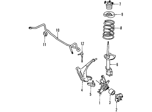 1999 Mercury Villager Front Suspension Components, Lower Control Arm, Stabilizer Bar Strut Diagram for XF5Z-18124-AC