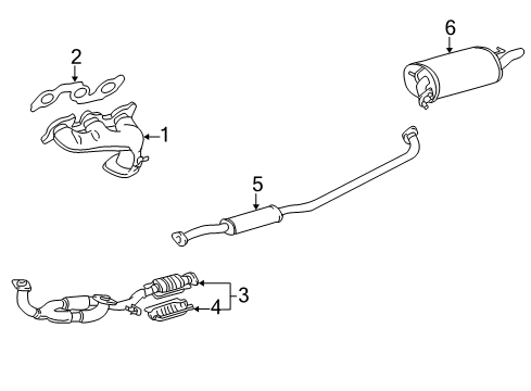 2001 Toyota Camry Exhaust Components, Exhaust Manifold Muffler W/Tailpipe Diagram for 17430-20080