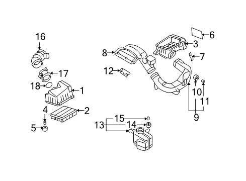 2007 Hyundai Sonata Powertrain Control Hose-Air Intake Diagram for 28138-3K010