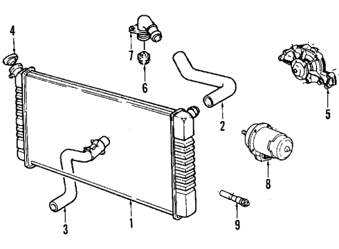 1986 Cadillac Fleetwood Cooling System, Radiator, Water Pump, Cooling Fan Clutch Asm-Fan Blade Diagram for 22050678