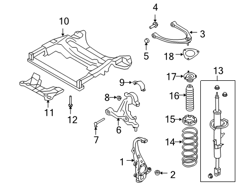 2008 Infiniti EX35 Front Suspension Components, Lower Control Arm, Upper Control Arm, Stabilizer Bar, Struts & Components Transverse Link Complete, Left Diagram for 54501-JL00C