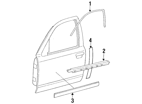 1994 Mercury Grand Marquis Exterior Trim - Front Door Body Side Molding Diagram for F5MZ-5420879-PTM