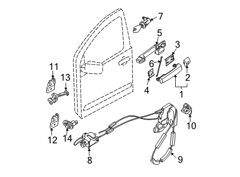 2013 Nissan Xterra Front Door Switch Assy-Power Window, Assist Diagram for 25411-EA03A