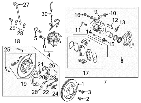 2016 Hyundai Tucson Rear Brakes Rear Disc Brake Pad Kit Diagram for 58302-D3A00