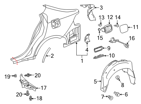 2015 Lexus IS350 Quarter Panel & Components Lock Assembly, Fuel Lid Diagram for 77030-53020