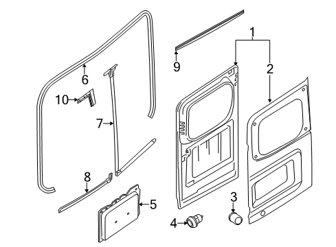 2012 Nissan NV2500 Back Door - Door & Components Weather Back Door Diagram for 90830-1PC3A