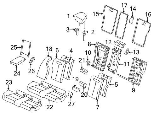 2016 BMW 428i Gran Coupe Rear Seat Components Right Backrest Upholstery Diagram for 52207319662