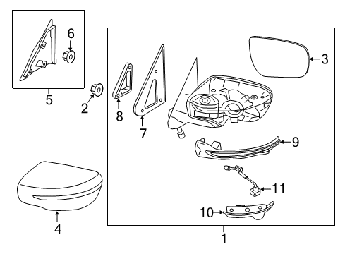 2017 Nissan Juke Outside Mirrors Packing-Door Mirror, LH Diagram for 96359-3YM0B