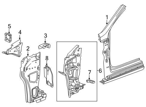 2020 Buick Regal TourX Hinge Pillar Gusset Diagram for 39130317