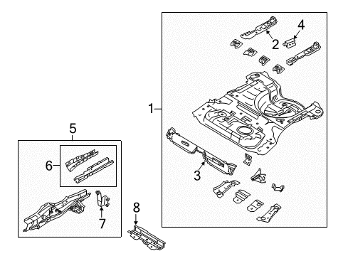 2017 Ford Fiesta Rear Body - Floor & Rails Bumper Bracket Diagram for AE8Z-17A750-A