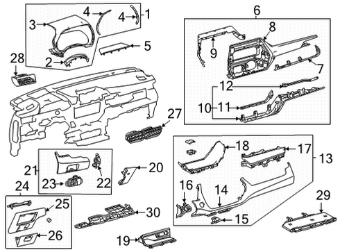 2021 Toyota Highlander Cluster & Switches, Instrument Panel Switch Panel Diagram for 55044-0E050-B1