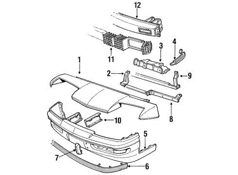 1986 Buick Skyhawk Front Bumper Guard Asm-Front Bumper Inner Diagram for 25522688
