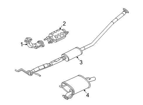 2002 Kia Spectra Exhaust Components Main Muffler Assembly Diagram for 0K2BA40100