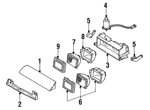 1989 Pontiac Sunbird Headlamps Housing Pkg. Diagram for 16507073
