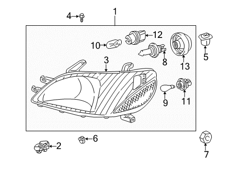 2003 Toyota Prius Bulbs Lens & Housing Diagram for 81170-47030