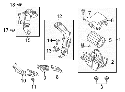 2013 Ford Escape Powertrain Control Inlet Duct Diagram for CV6Z-9C623-C