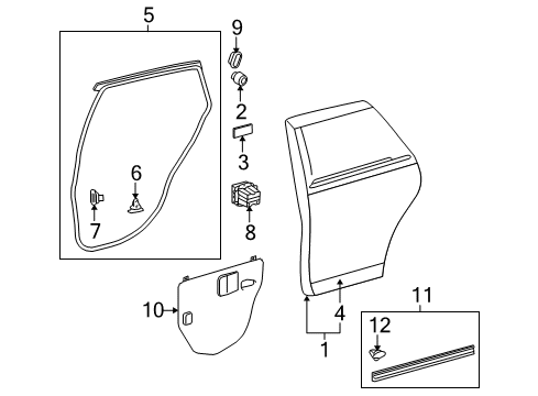 2009 Toyota Venza Rear Door Door Shell Diagram for 67004-0T020