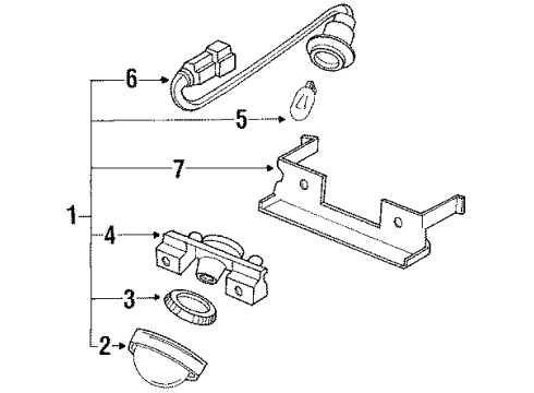 1990 Acura Legend License Lamps Light Assembly, License Diagram for 34100-SD4-A02