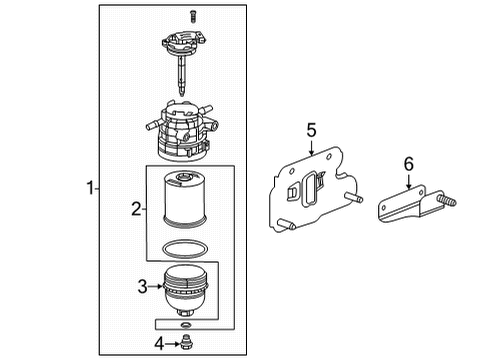 2020 GMC Sierra 2500 HD Filters Fuel Filter Diagram for 84996837