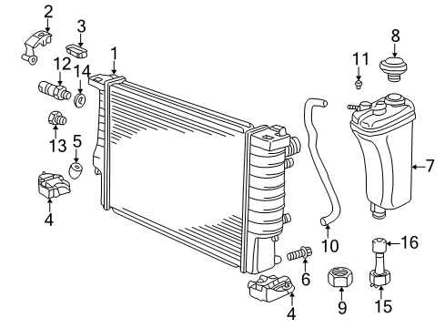 2002 BMW Z3 Radiator & Components Connecting Line Diagram for 11531436122